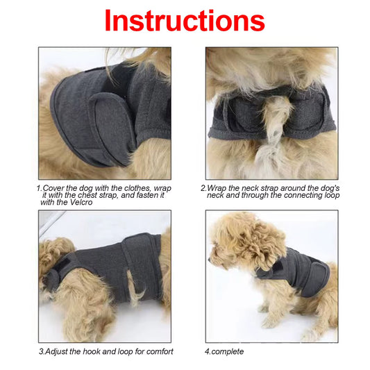 Classic Dog Anxiety Jacket Breathable Dog Calming Vest Thunder Vest for Dogs Anxiety Shirt Dog Clothes for Anxiety Stress Relief
