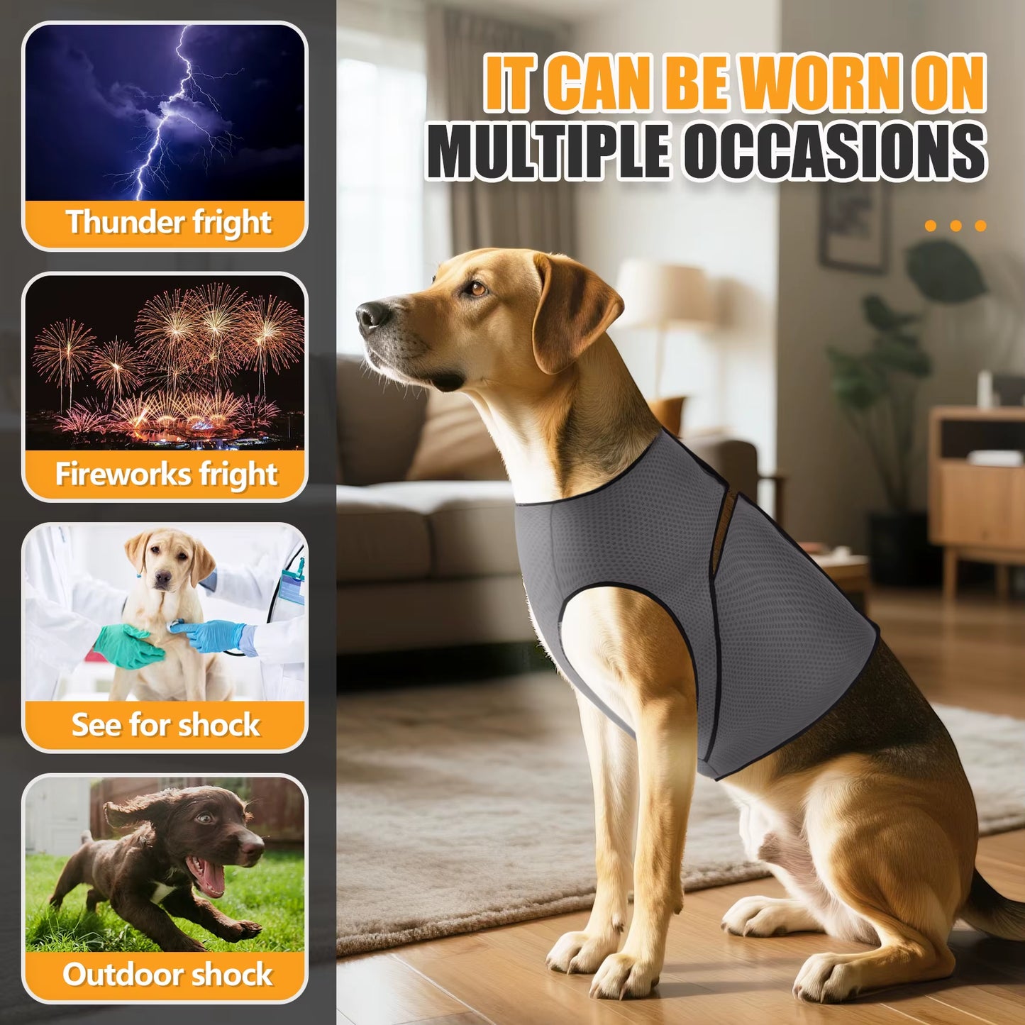 Dog Anxiety Jacket, Dog Coat for Thunder, Skin-Friendly Dog Calming Shirt - Keep Pet Calm, anti Anxiety Vest for Dogs and Cat