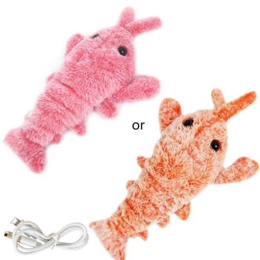 Electric Moving Cat Kickers Lobster Toy Realistic Wiggle Shrimp Plush Interactive Toys for Cats and Dogs Washable Cover