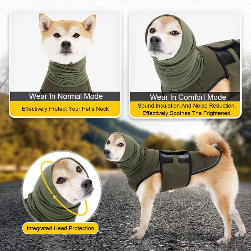 Thunder Stress Shirt Classic Dog Anxiety Jacket Army Green anti Anxiety Thunder Vest for Dogs Anxiety Calming Dog Clothes
