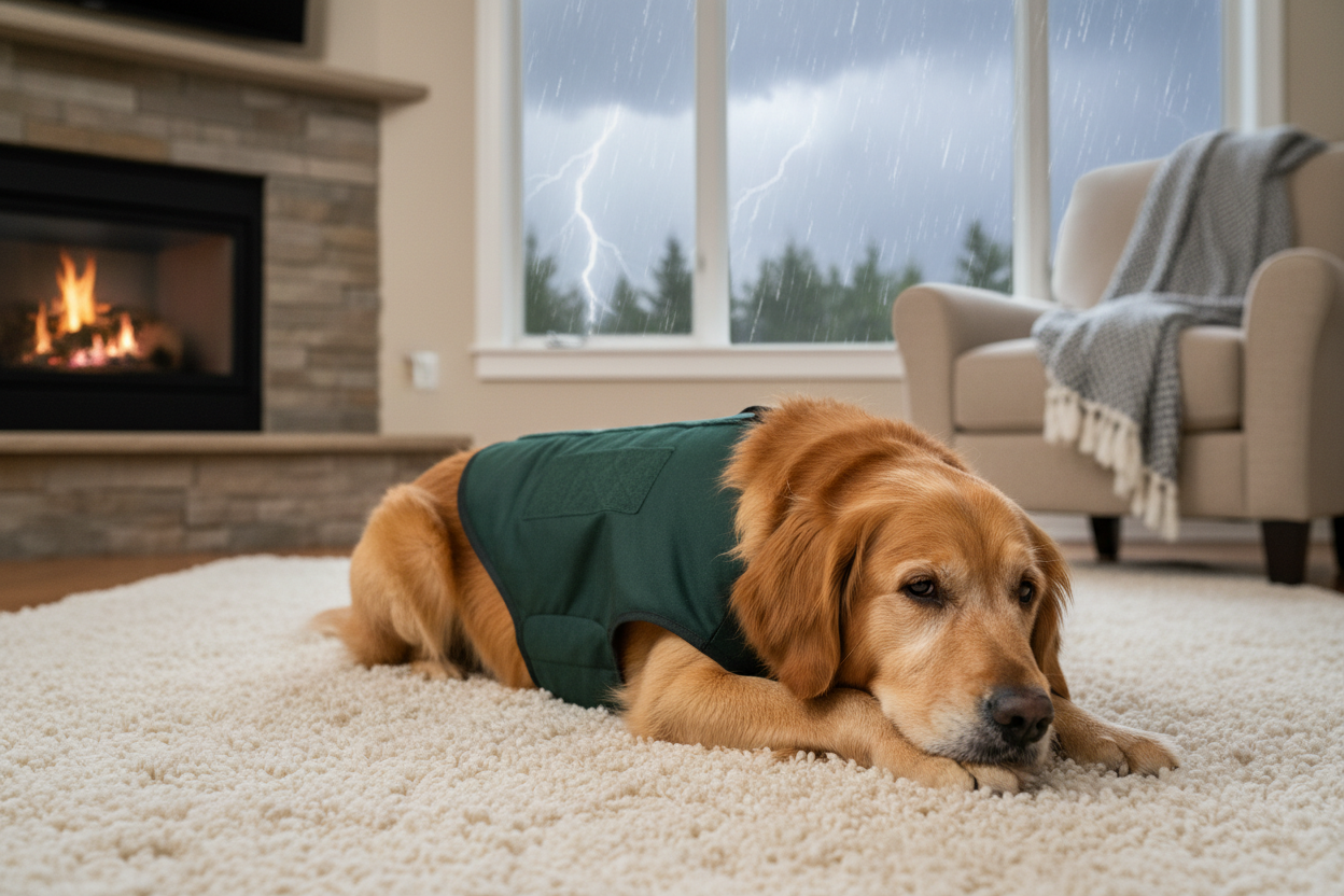 Dog wearing anxiety vest