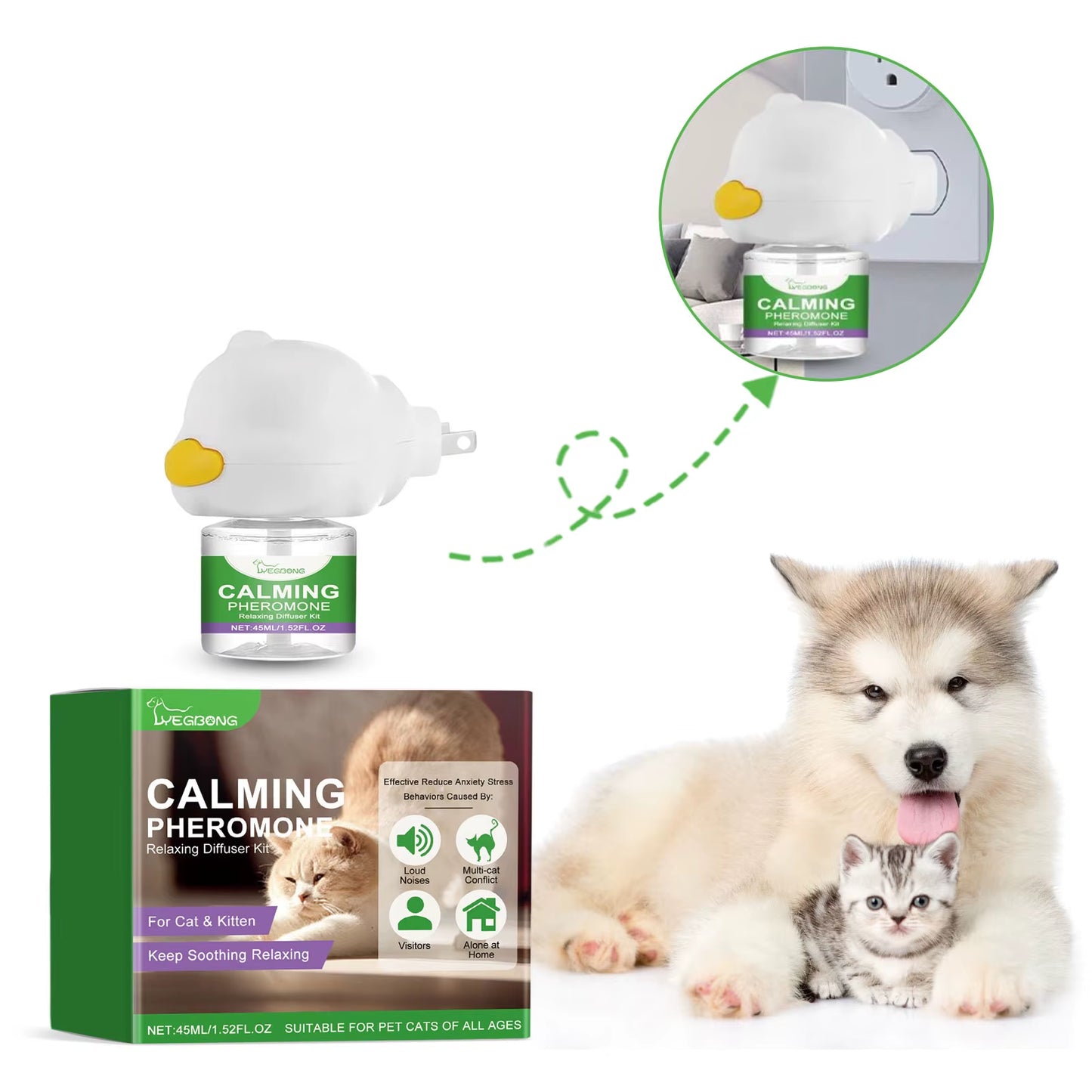 Cat Calming Diffuser Kit Refill Calming Mood Relaxing anti Anxiety Stress Soothing Comforting Pets Pheromone Calming Diffuser